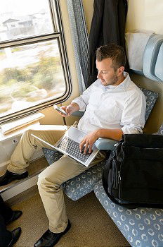 Similar – Man listening music in train