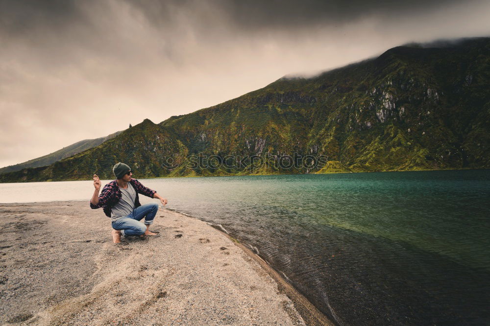 Similar – Man screaming in mountains