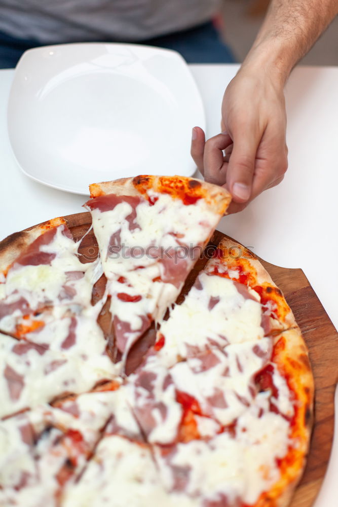 Similar – Image, Stock Photo eating pizza Fast food