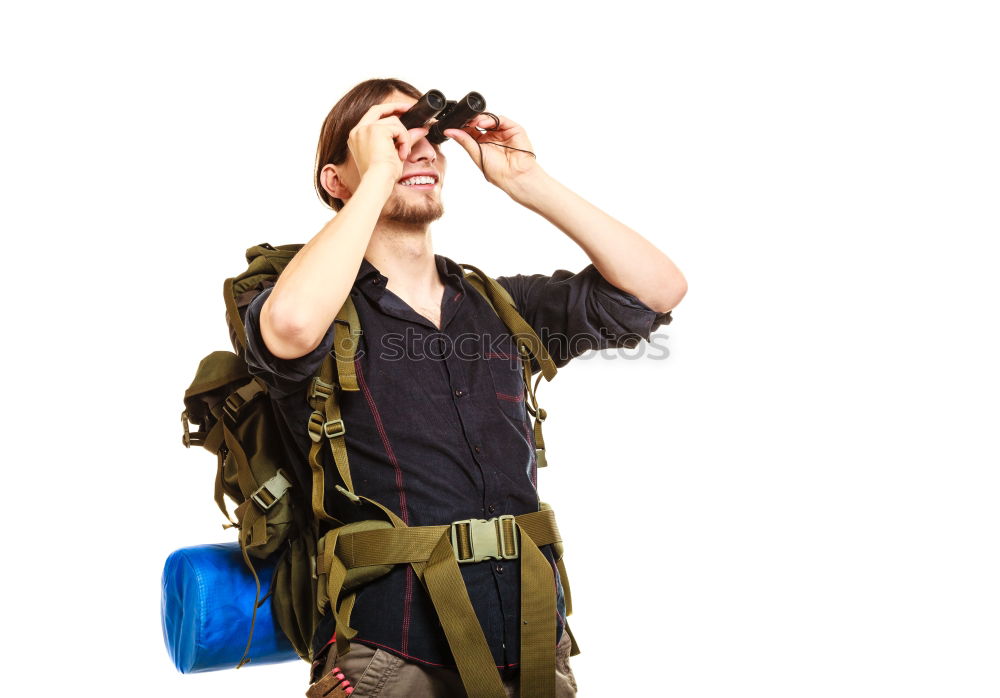 Similar – Image, Stock Photo Young photographer playing with accessories for professional camera like with rifle while lying on floor