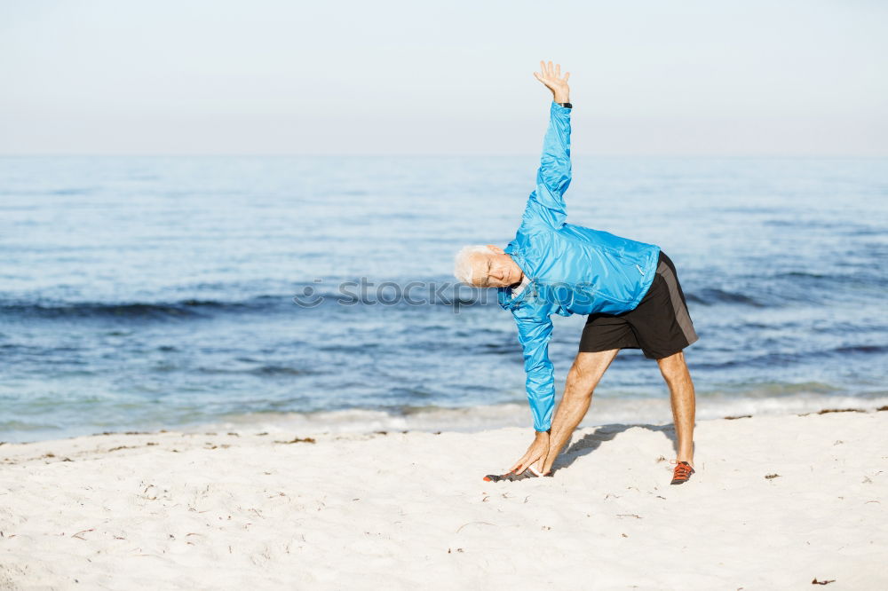 Similar – Caucasian blonde woman practicing yoga in the beach