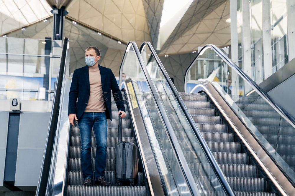 Similar – Cheerful tourist on train station