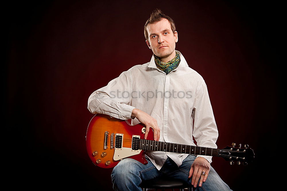 Similar – Image, Stock Photo Man with guitar in woods