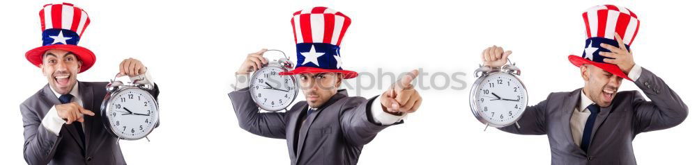 Similar – Man holds American flag in hand