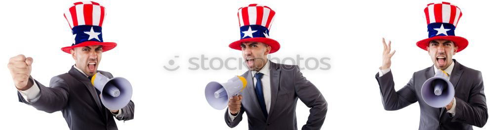 Similar – Man holds American flag in hand