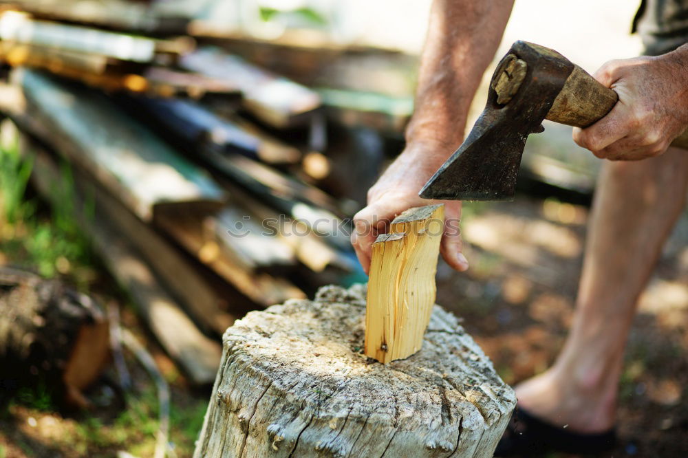 Similar – Image, Stock Photo Man drilling hole in timber while working in garden