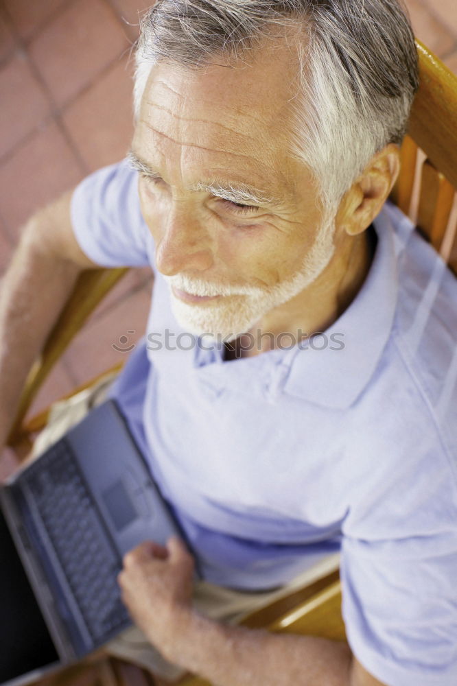 Similar – Image, Stock Photo Senior citizen with smartphone in the woods