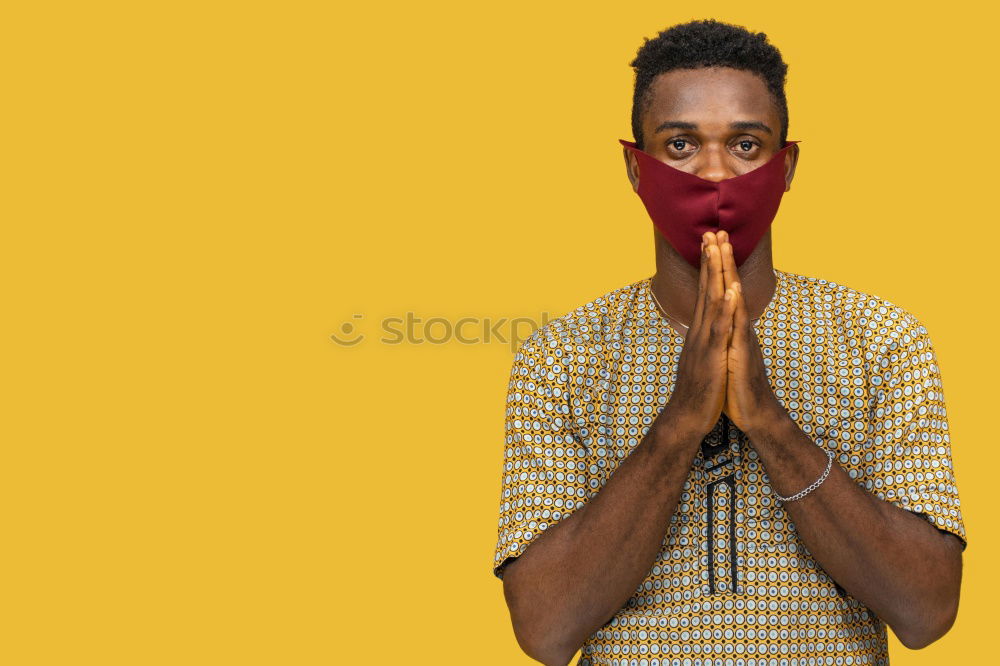 Similar – Image, Stock Photo Portrait of handsome afro man using his mobile.