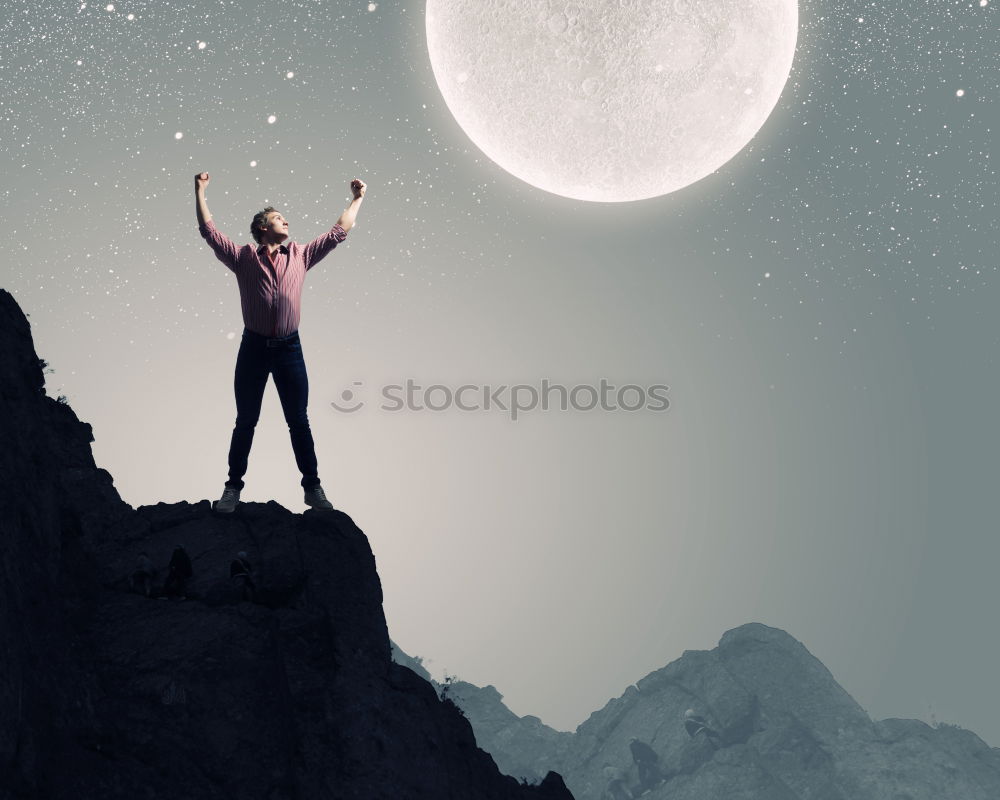 Similar – Image, Stock Photo Woman with camera on cliff