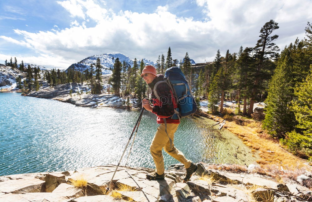 Similar – Woman refreshes herself while hiking