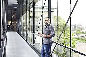 Similar – Image, Stock Photo man front walking at the airport using mobile phone