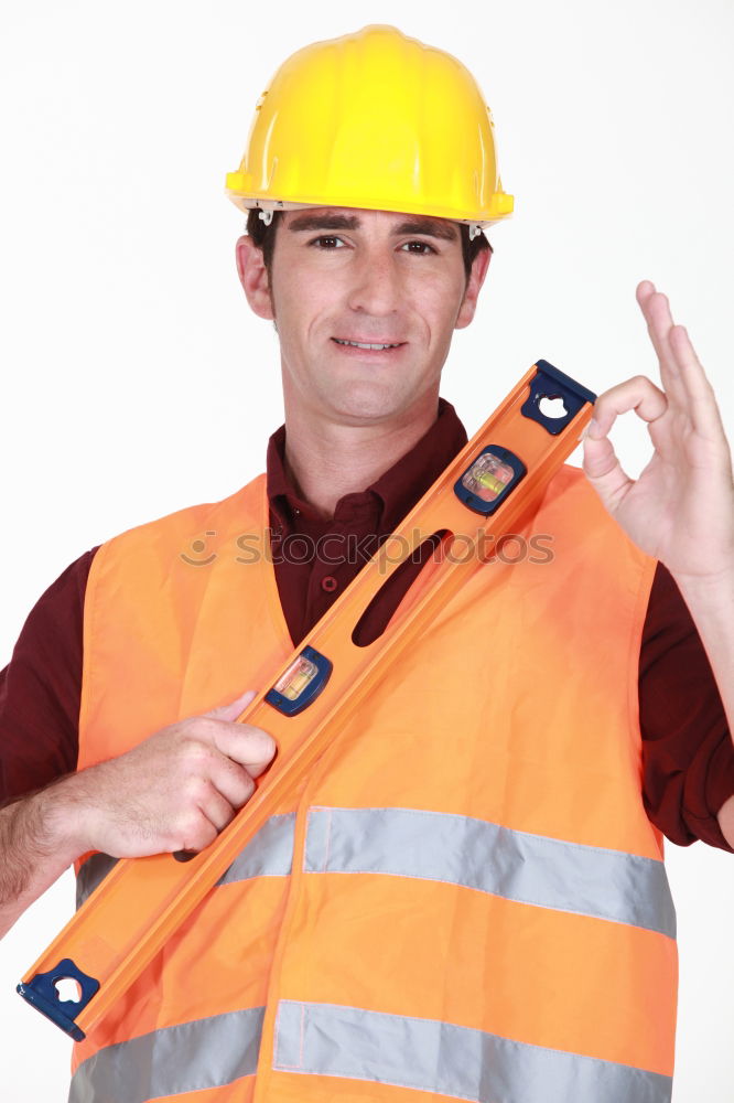 Image, Stock Photo guy in the form of road worker or Builder