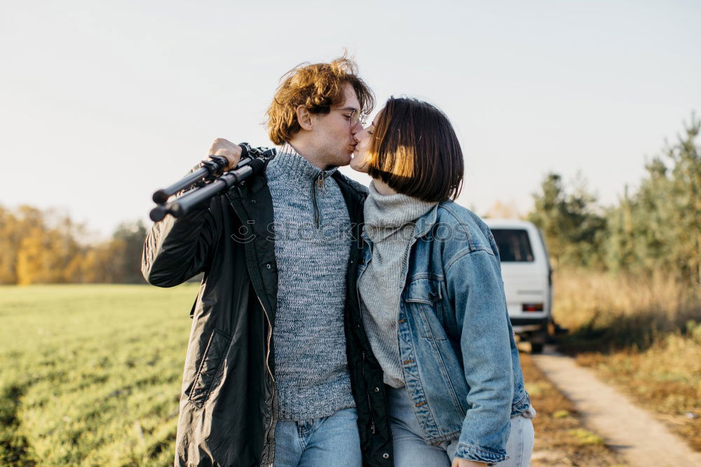 Similar – Image, Stock Photo Couple drinking wine in nature