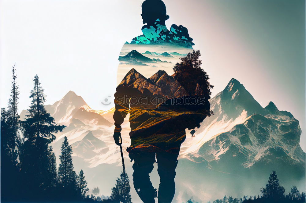 Similar – Image, Stock Photo Exploring snowy mountains