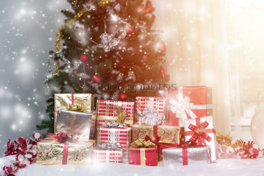 Similar – Image, Stock Photo Christmas presents with paper snowflakes