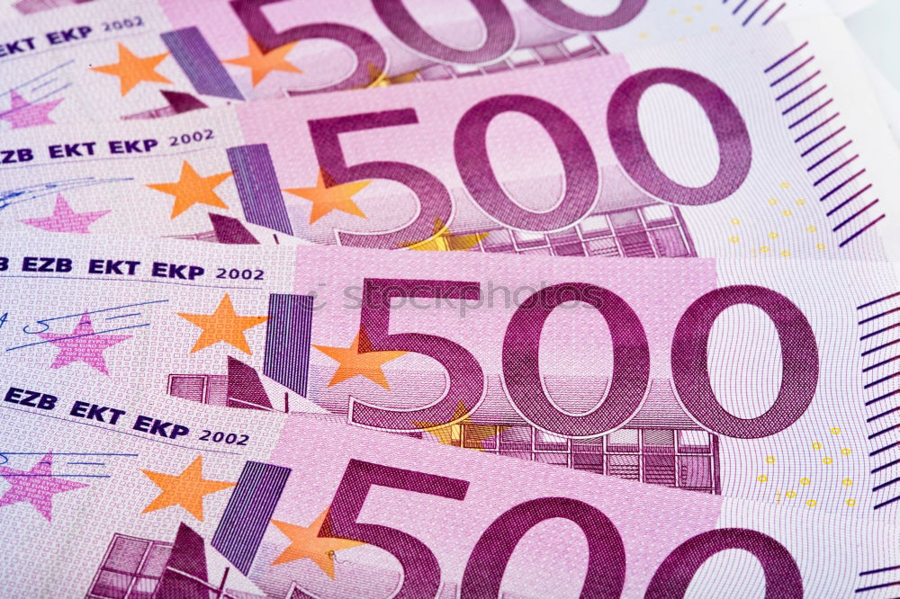 Similar – Image, Stock Photo 500 euros cash money stack of the Bank for Finance banknotes