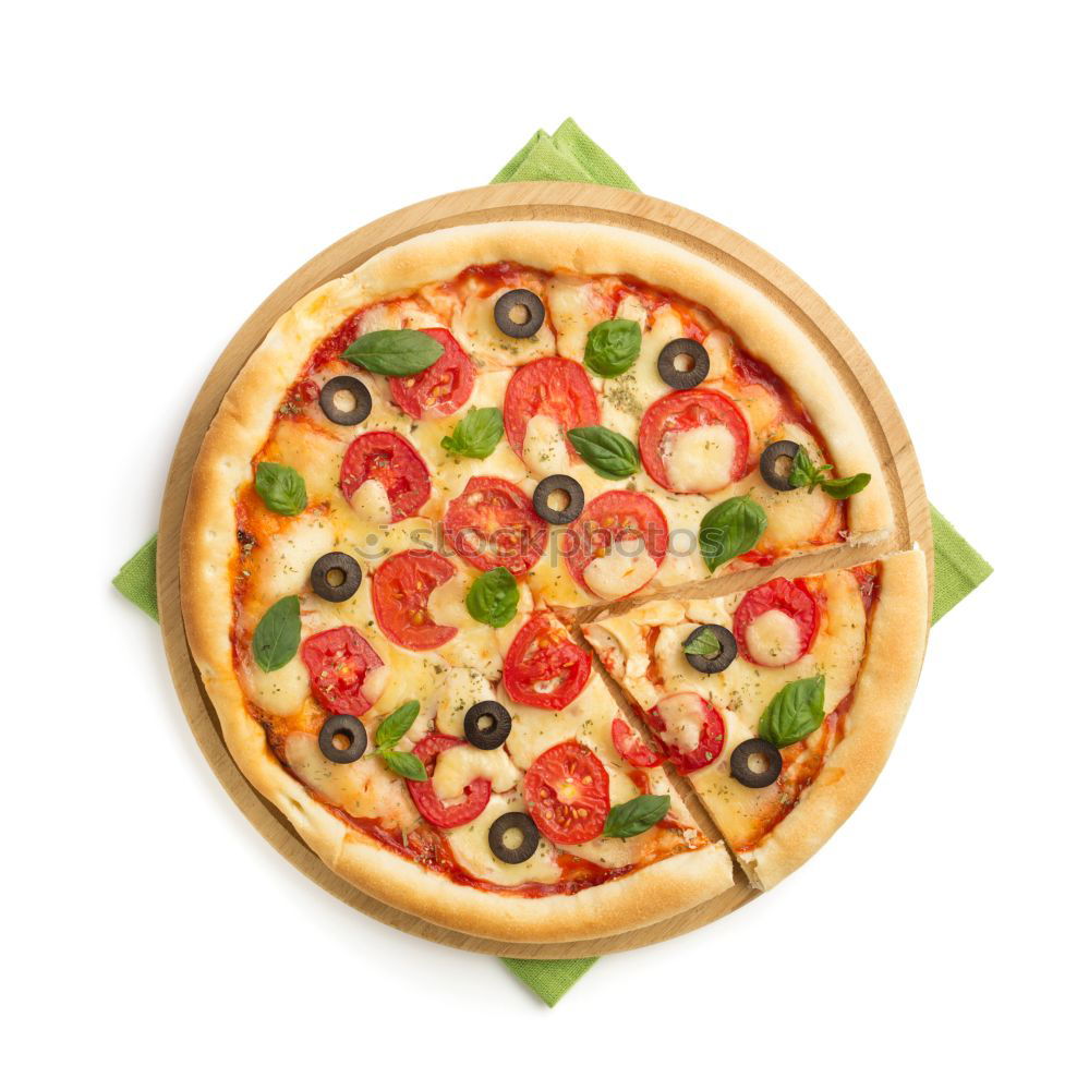 Similar – Vegetarian pizza slice. Top view.