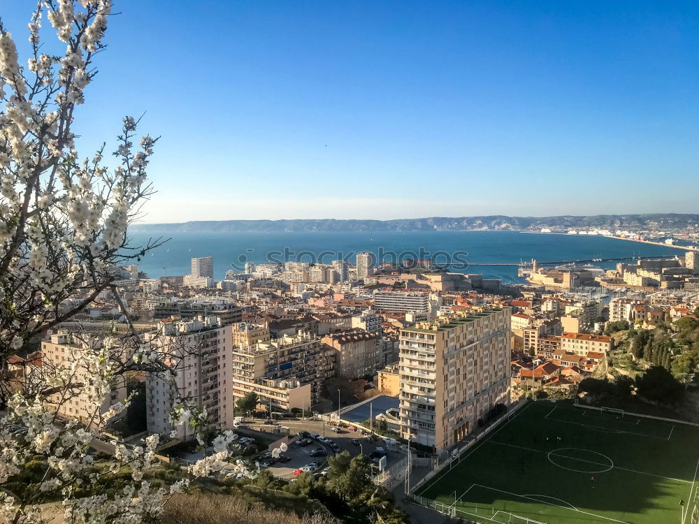 Similar – Image, Stock Photo View over the roofs of Marseille with sports field