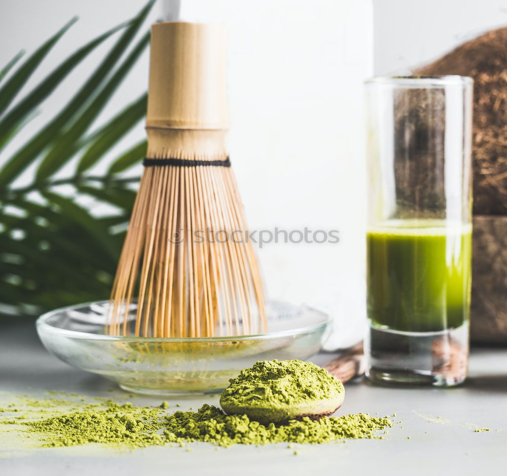 Similar – Image, Stock Photo Matcha Espresso in Glass with Matcha Broom and Match Powder