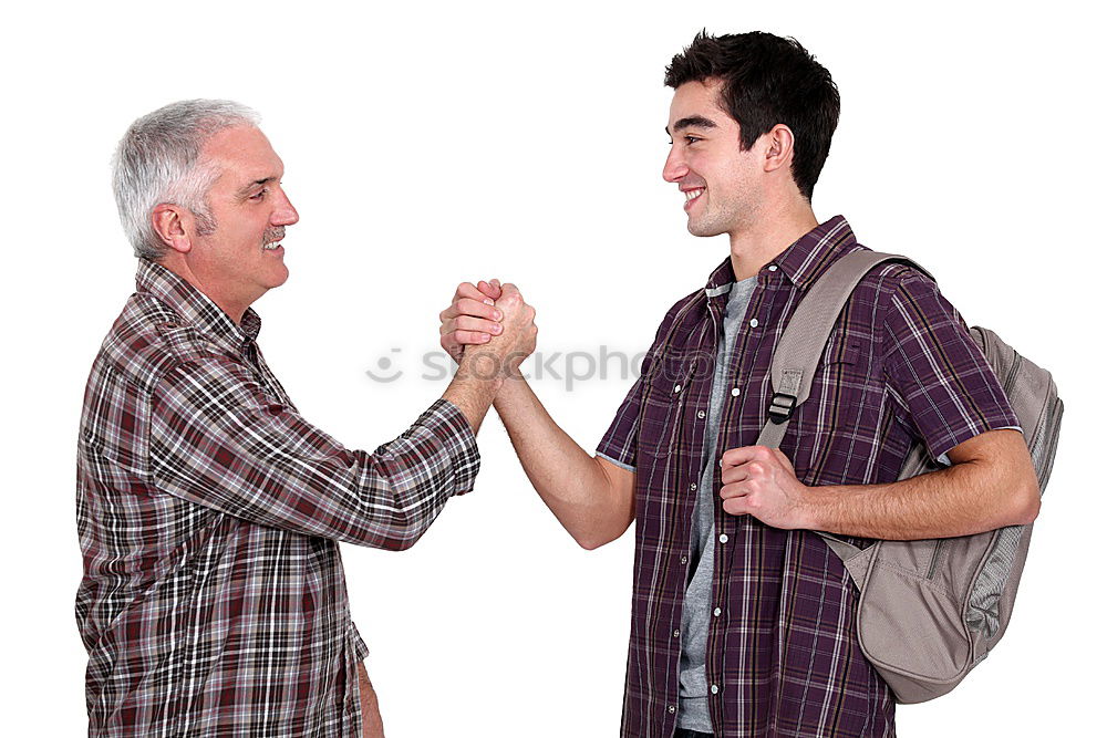 Similar – young man and old woman going for a walk