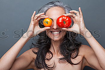 Similar – Image, Stock Photo not so young caucasian smiling woman with rest of watermelon