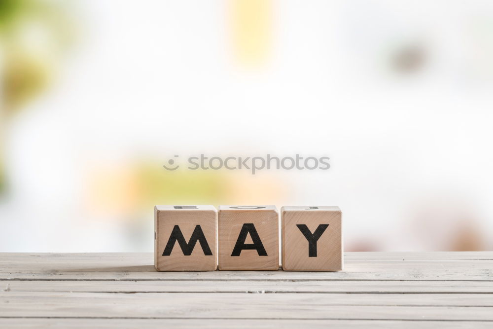 May word on wooden sign