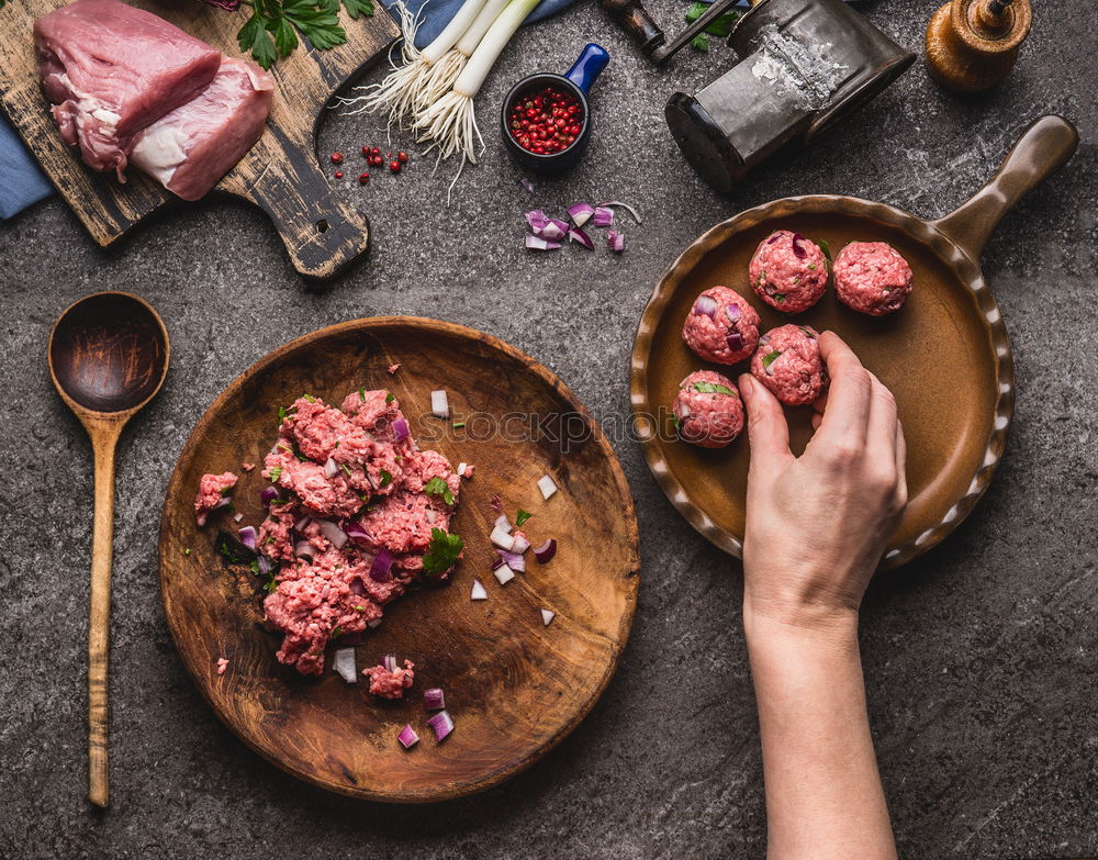 Similar – Image, Stock Photo Female hands hold small wok pot with chopped vegetables