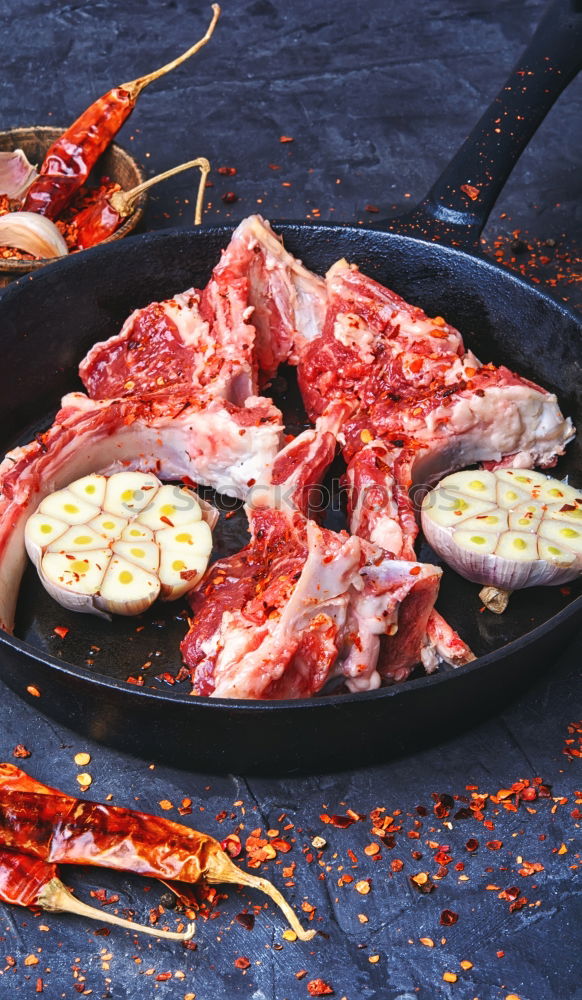 Similar – Image, Stock Photo Roasted knuckle of veal slices in the pan