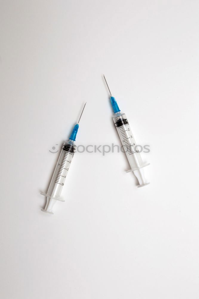 Medical syringe isolated over white background, injection]