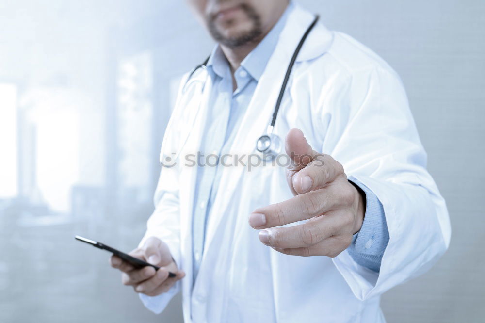 Similar – Image, Stock Photo Beautiful doctor writting on cellphone at hospital