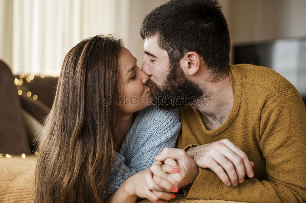 Similar – Image, Stock Photo Romantic young couple looking at window