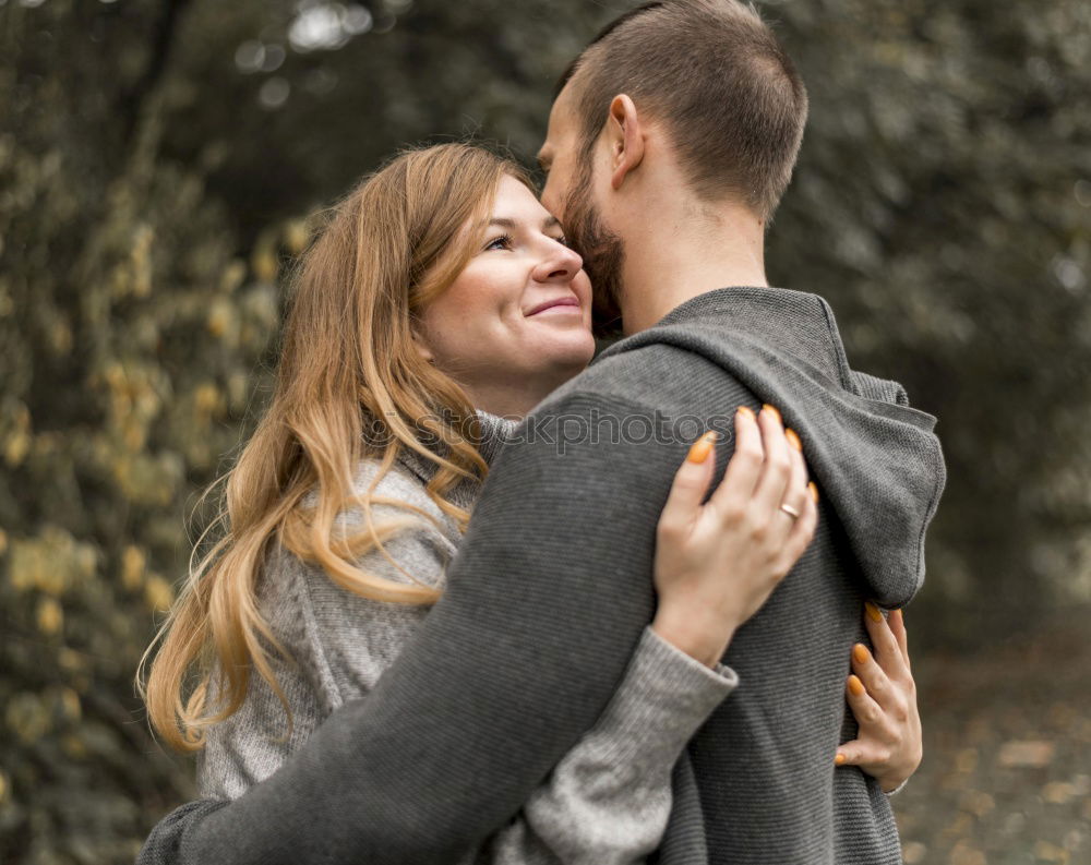 Similar – Image, Stock Photo Young couple pregnant in forest
