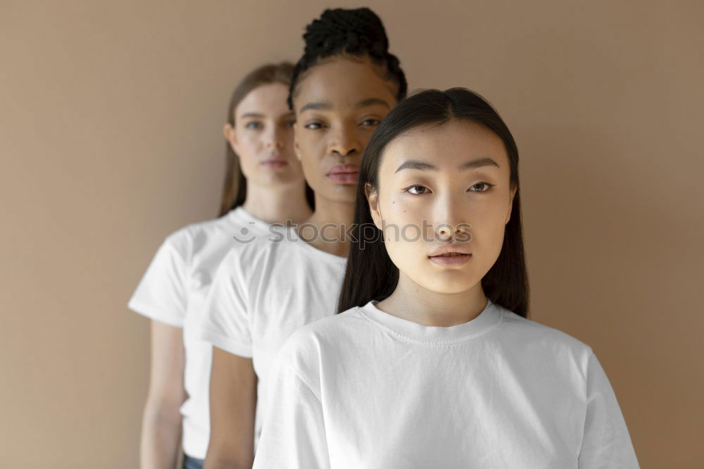 Similar – Image, Stock Photo Cheerful multiracial women friends posing