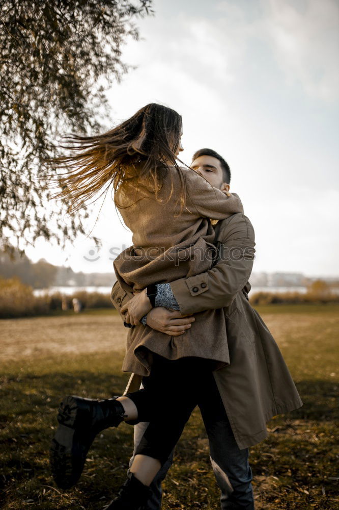 Similar – Image, Stock Photo Couple pausing while doing trekking