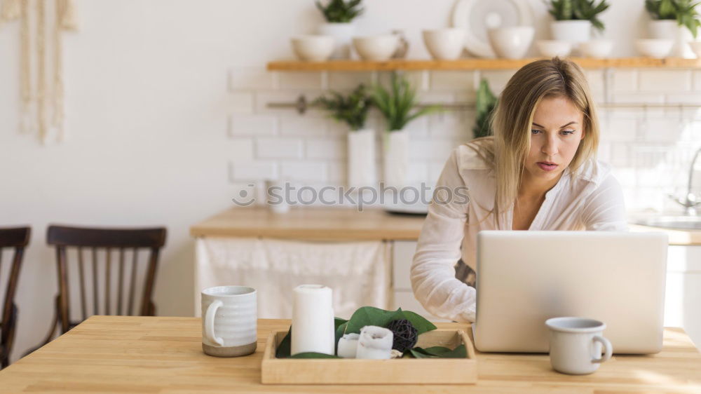 Similar – Image, Stock Photo Woman with book at table