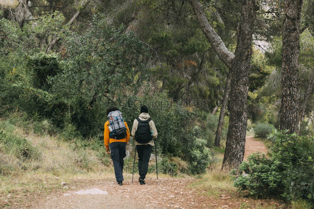 Image, Stock Photo Couple of hikers doing trekking