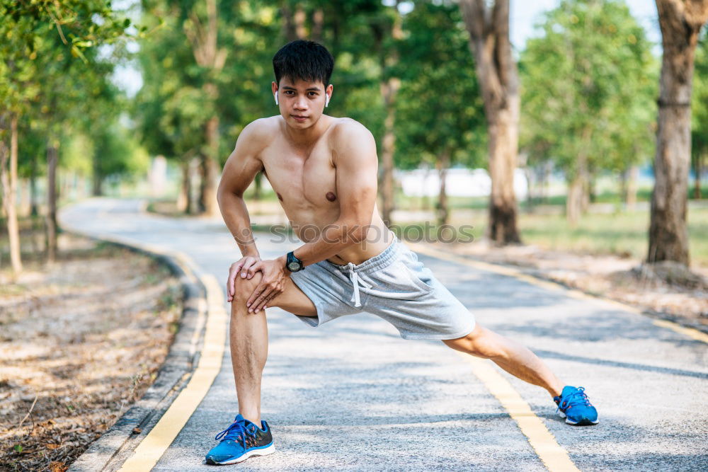 Image, Stock Photo Man training fitness push ups