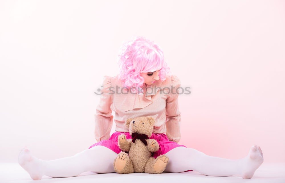 Similar – Image, Stock Photo Funny portrait of a young woman eating a bubble gum