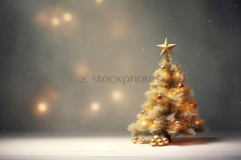 Similar – Decorated Christmas tree with burning candle and Christmas tree balls in the living room in retro colouring