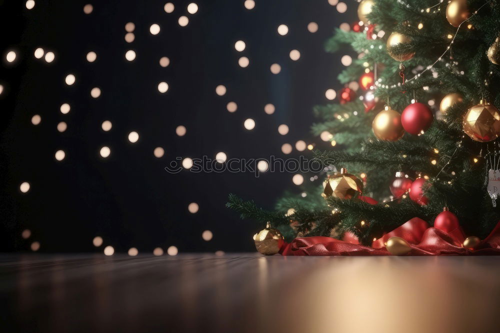 Festively decorated Christmas tree for Christmas in the living room