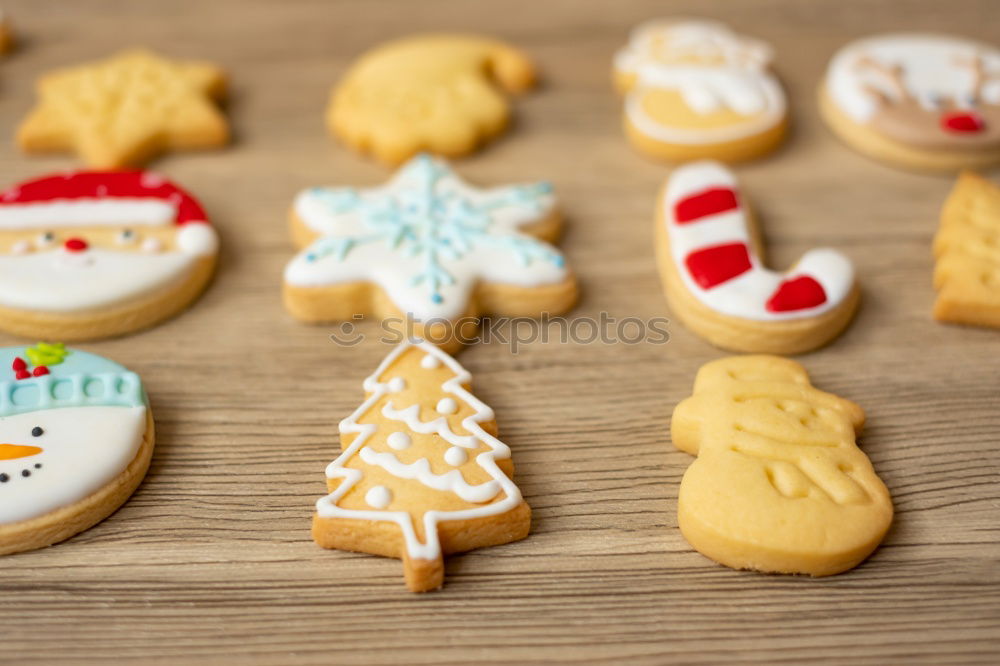 Similar – Christmas cookies on a dish with a wooden table background