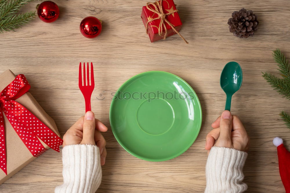 Similar – Image, Stock Photo Christmas, table decoration with fir branch and snowman