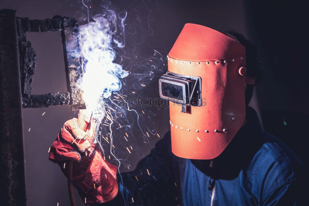Image, Stock Photo Professional Mechanic welding.