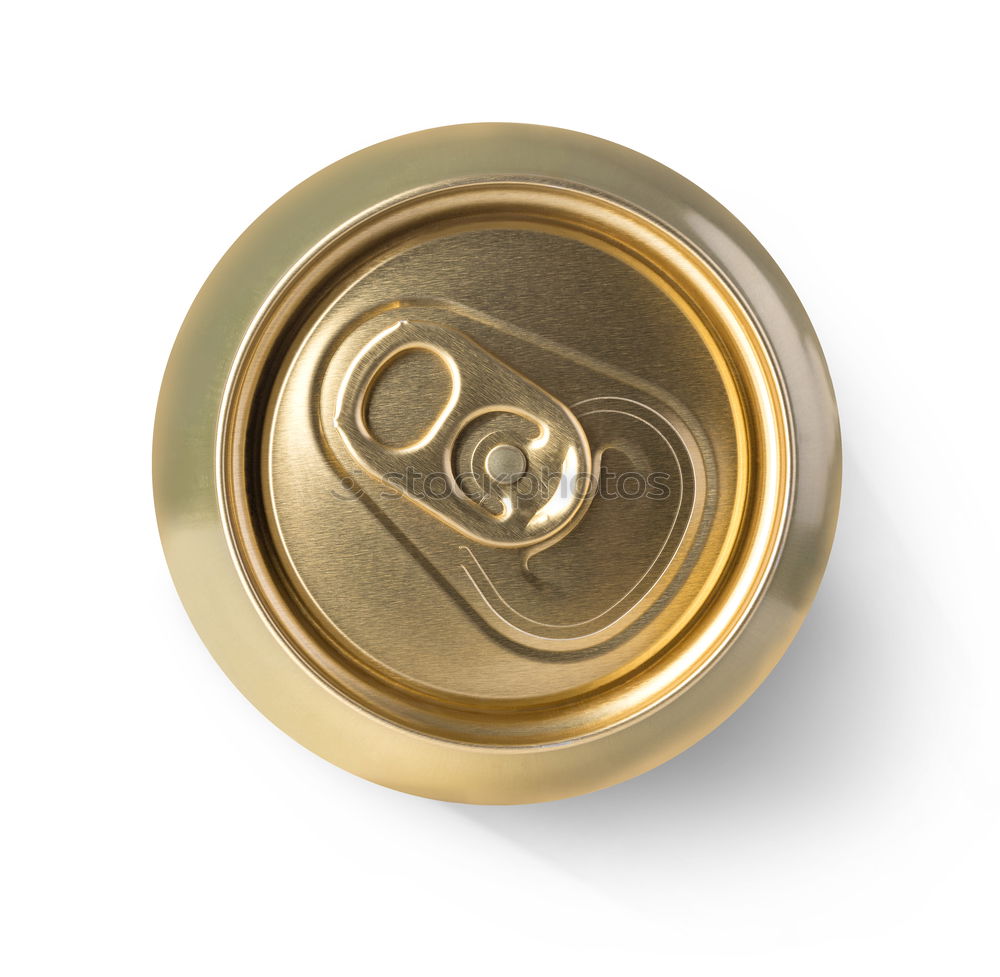 soda can top view isolated on yellow background