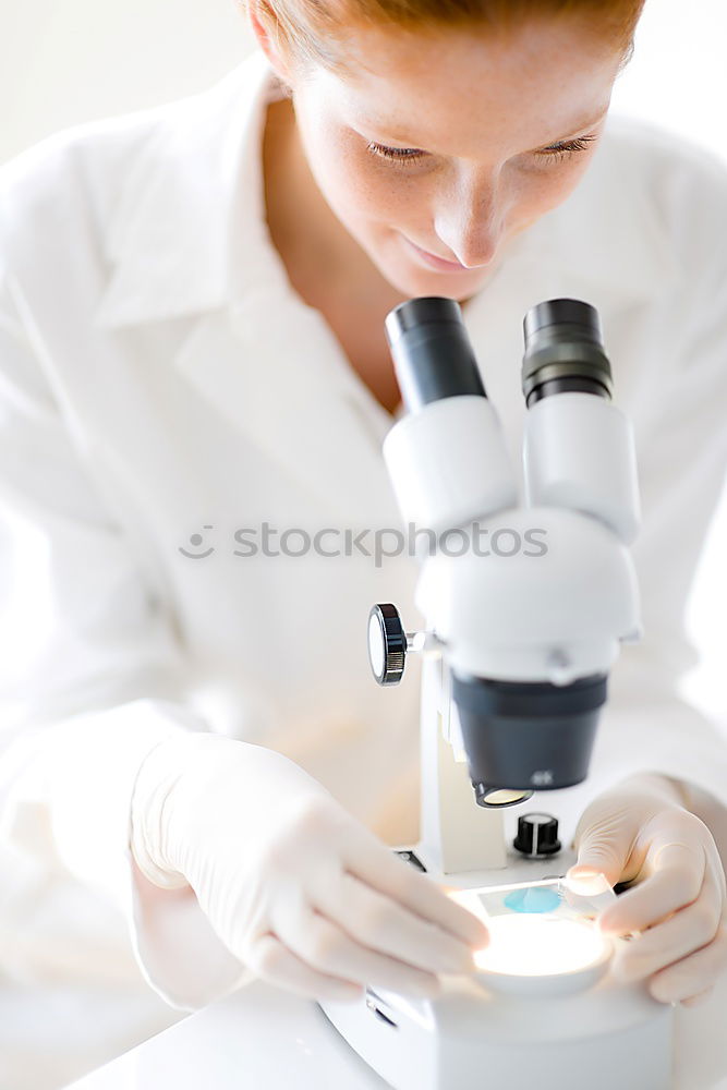 Similar – Image, Stock Photo Woman looking at microscope