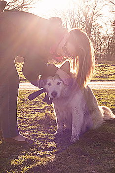 Similar – Foto Bild Schmusen. Hund Frau