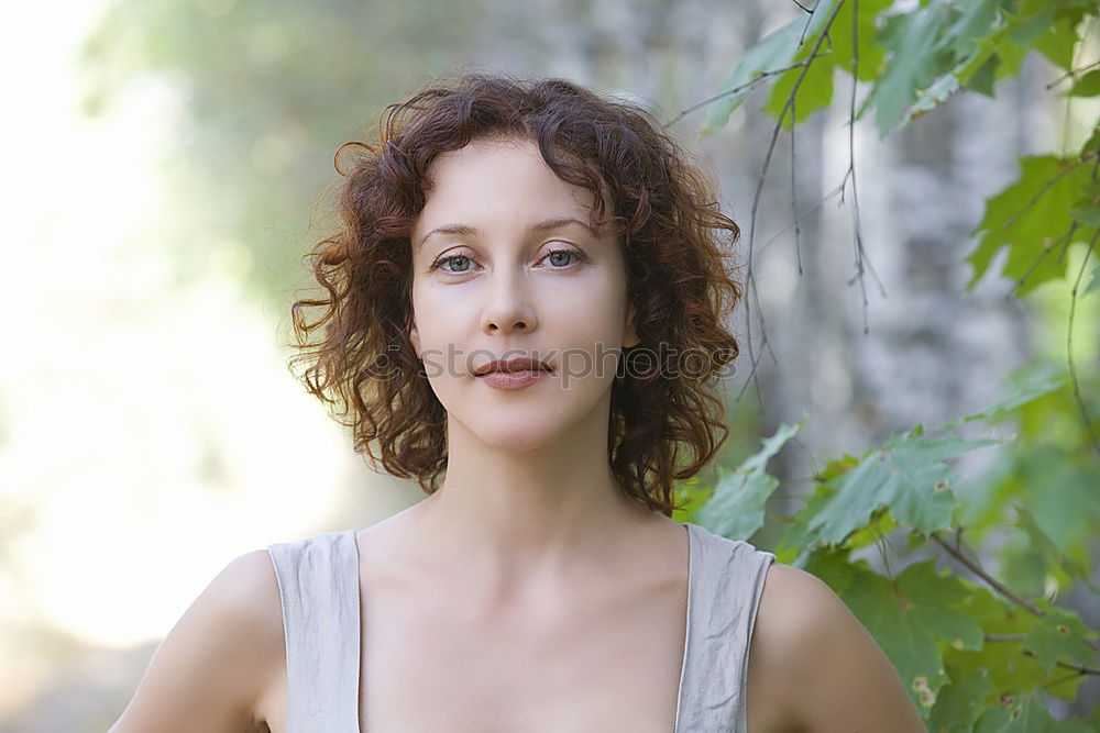 Similar – Image, Stock Photo side portrait of a young red-haired woman