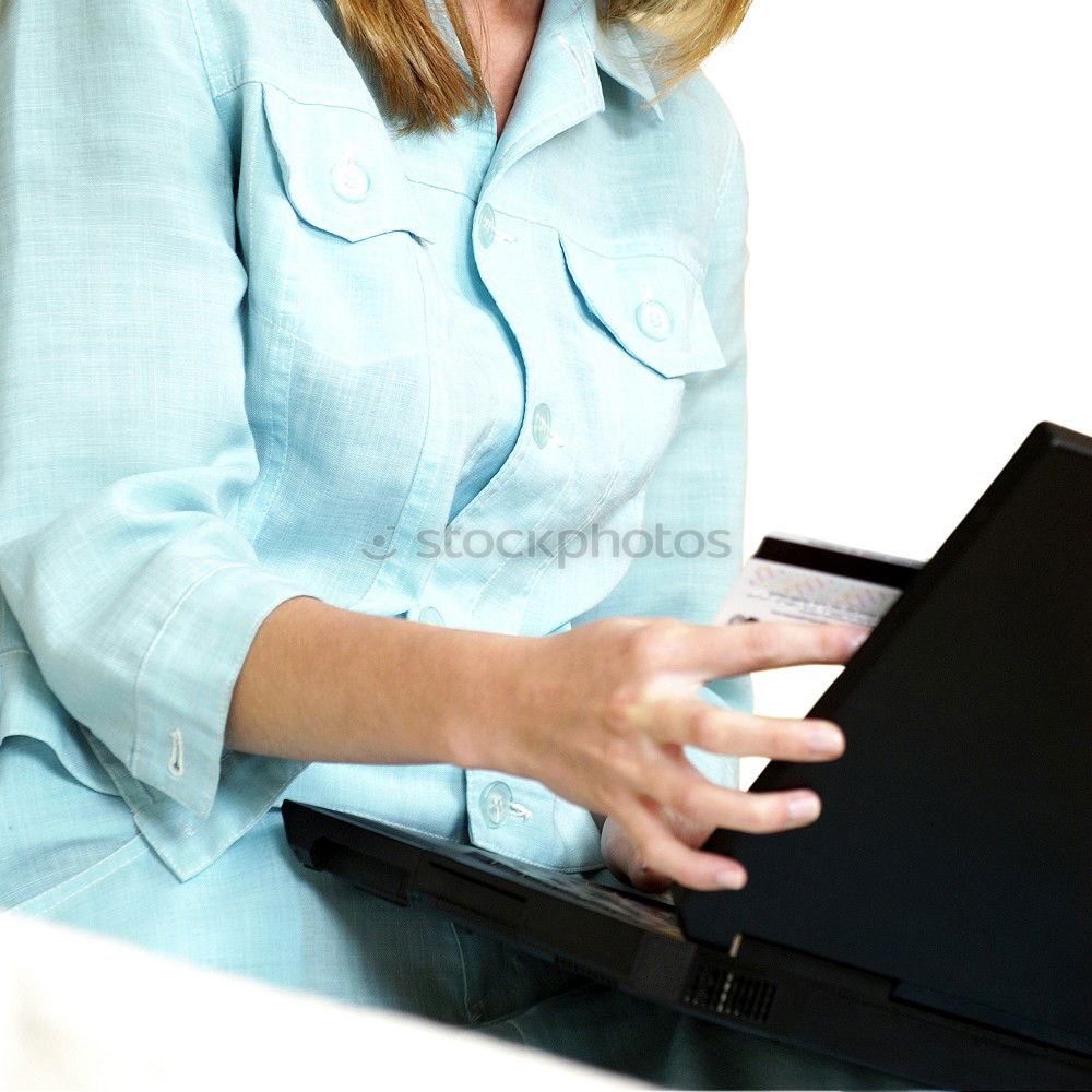 Similar – Image, Stock Photo Side view on woman working on tablet near window in sunlight