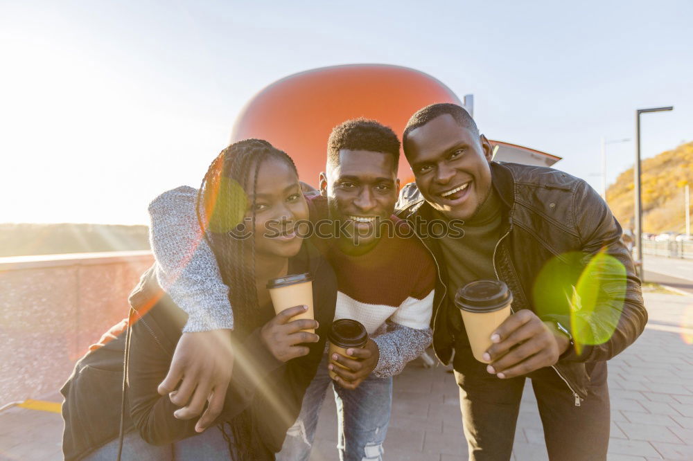 Similar – Image, Stock Photo Company of young black people on street