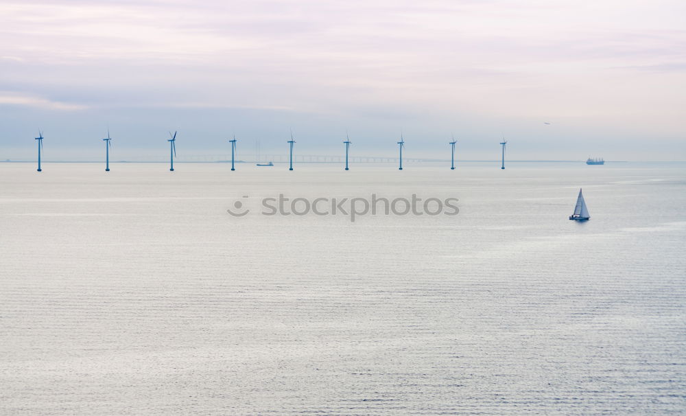 Image, Stock Photo Wind power plants in the morning haze